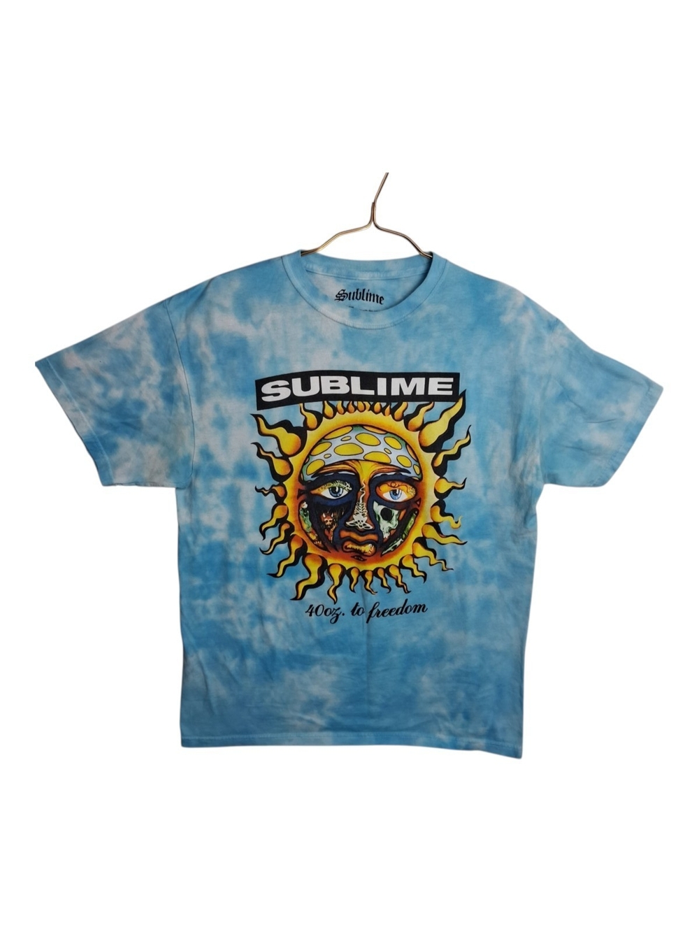 Sublime 40oz To Freedom Large Cotton Blue Tie Dye Front Sun Logo Band Tee Shirt